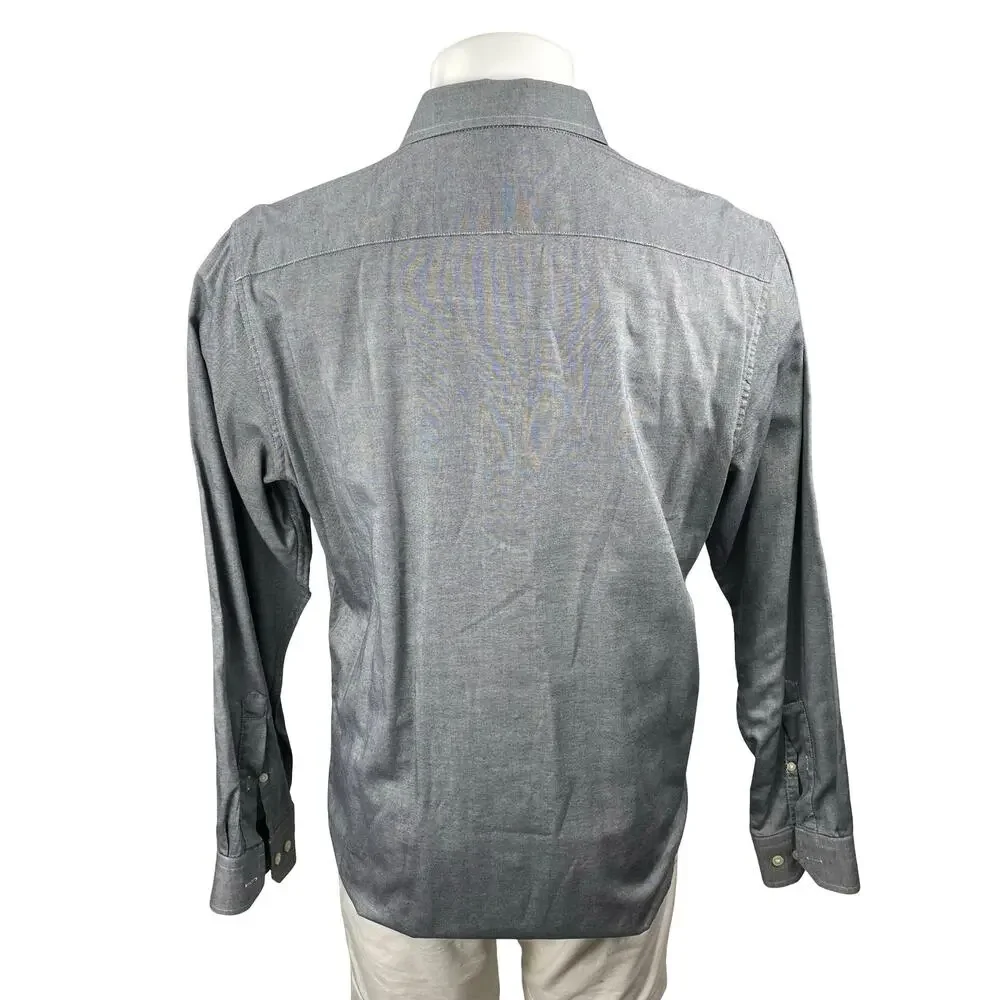 Banana Republic Gray Collared Long Sleeve Chest Pocket Button Down Shirt Top L